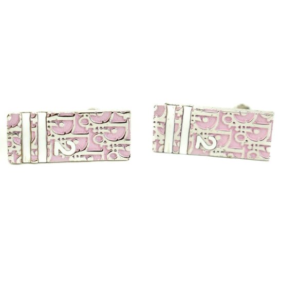 Dior Jewelry - DIOR "Trotter 2": Light Pink & Silver Logo Earrings (ms)